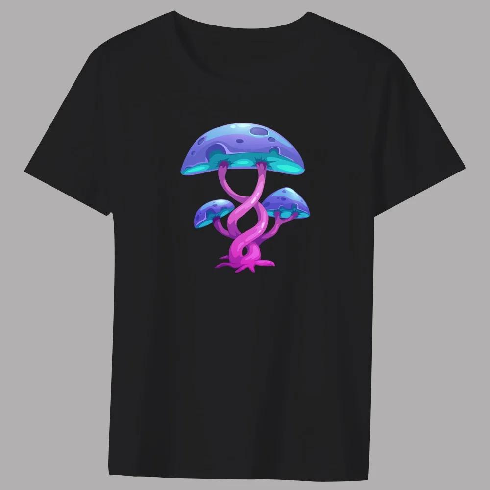 Men's T-shirt Basic Print Short Sleeve Anime Top Mushroom  Series Casual Black  O-neck Youth Men's Commuter Comfortable Shirt