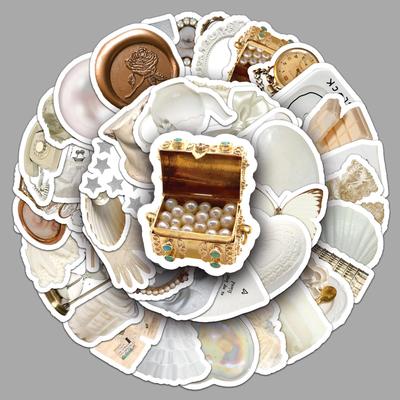 50 Weiße Ins Style Journal Sticker - Niedliche Tasse & Milchteetasse Wasserdichte Dekorationen