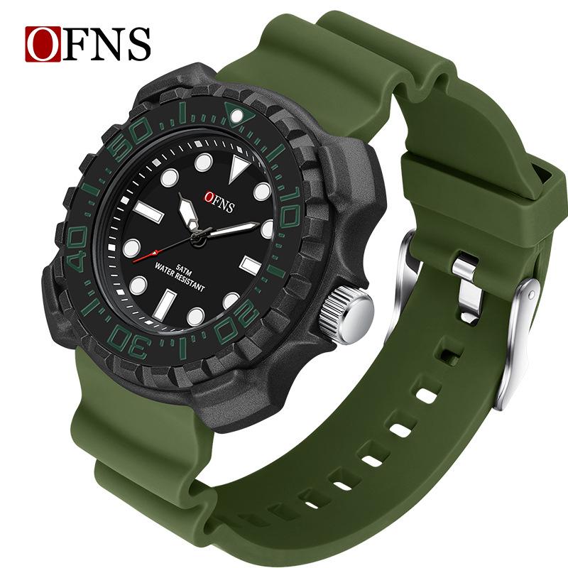 OFNS Quartz Luminous Silicone Strap Waterproof Sports Watch - Unisex Trendy & Simple Design