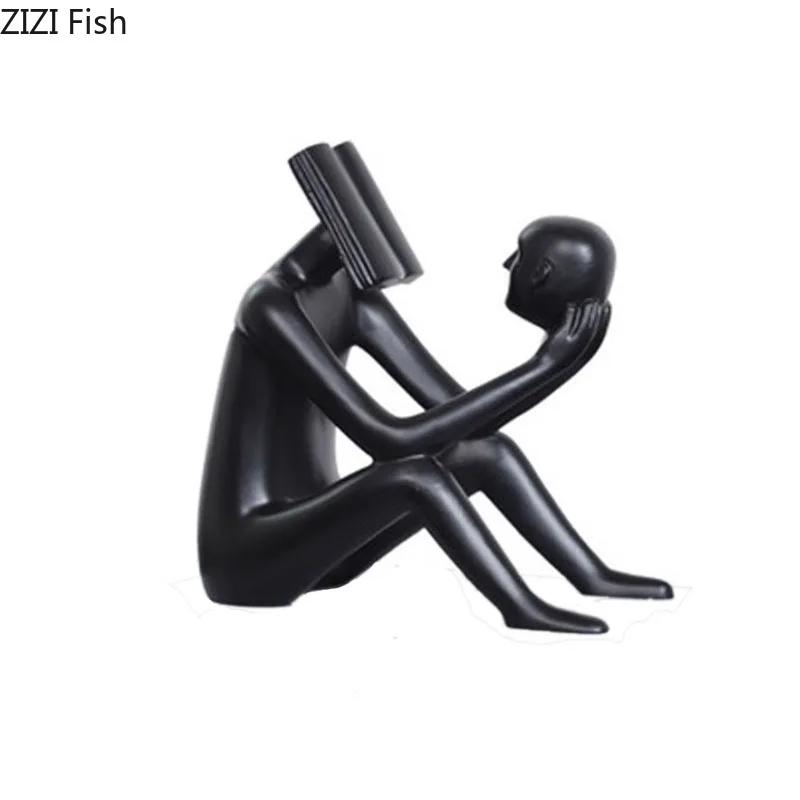 Book Reader Figure Sculpture Room Aesthetic Decor Creative Character Resins Crafts Abstract Figures Statue Desk Decoration