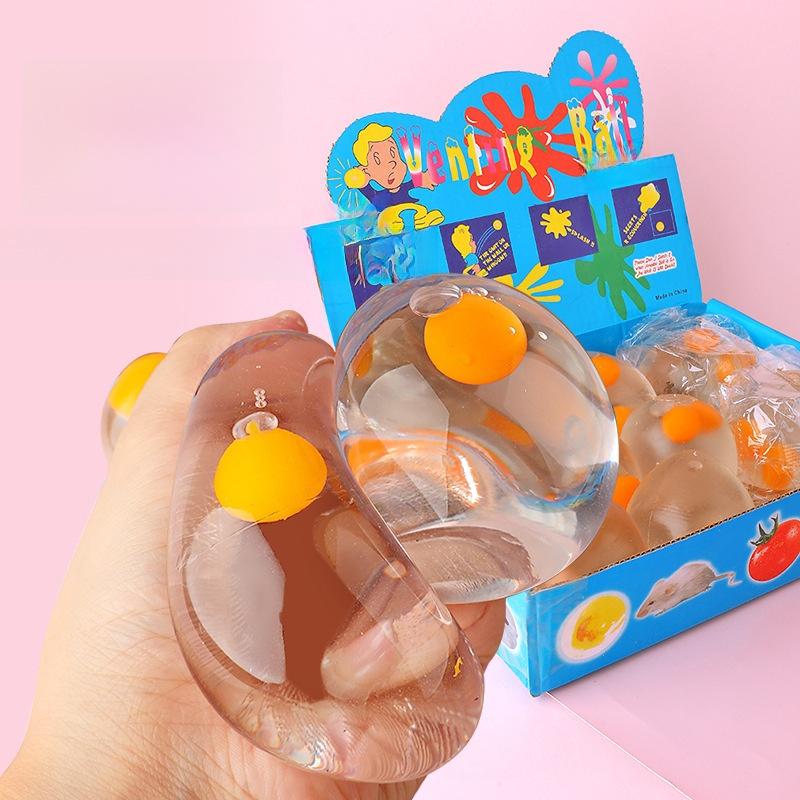Summer Taba Squishy Double Egg Yolk Egg Pinch Ball Silicone Water Ball Stress Resistant Transparent Bubble Squeeze Toy Kids Gift