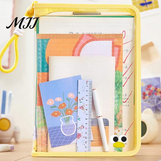Dustproof File Protection Sleeve Clear Expanding Folder, with Hand Strap, Macaron Color Lightweight Student Test Paper Holder Waterproof Plastic