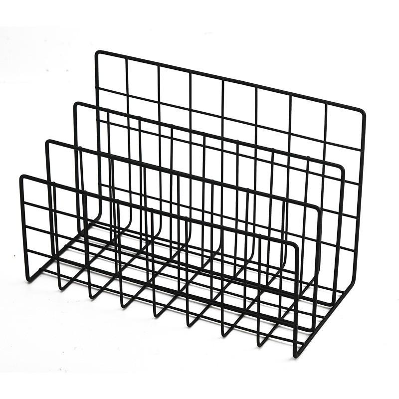 Nordic Iron Art Three-Grid Desktop Bookshelf and Magazine Rack Small 17.5*9*13.5CM чёрный