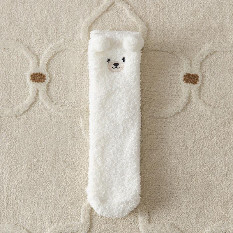 Women's Wool Warm Socks, Cute Cartoon Coral Plush Socks, Soft And Thick Autumn And Winter Indoor Home Floor Socks