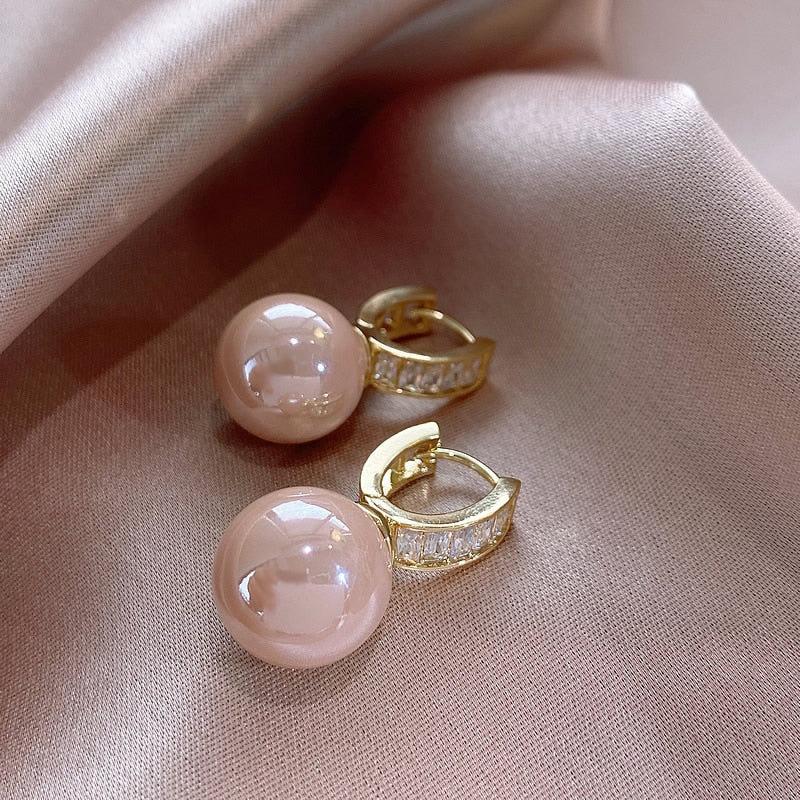 Earrings, Pink Pearl Earrings, Women'S Niche Design Ear Buckles, Light Luxury French Earrings