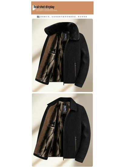 Mid-Aged & Elderly Velvet-Lined Corduroy Lapel Jacket - Thickened Winter Coat for Dad & Grandpa