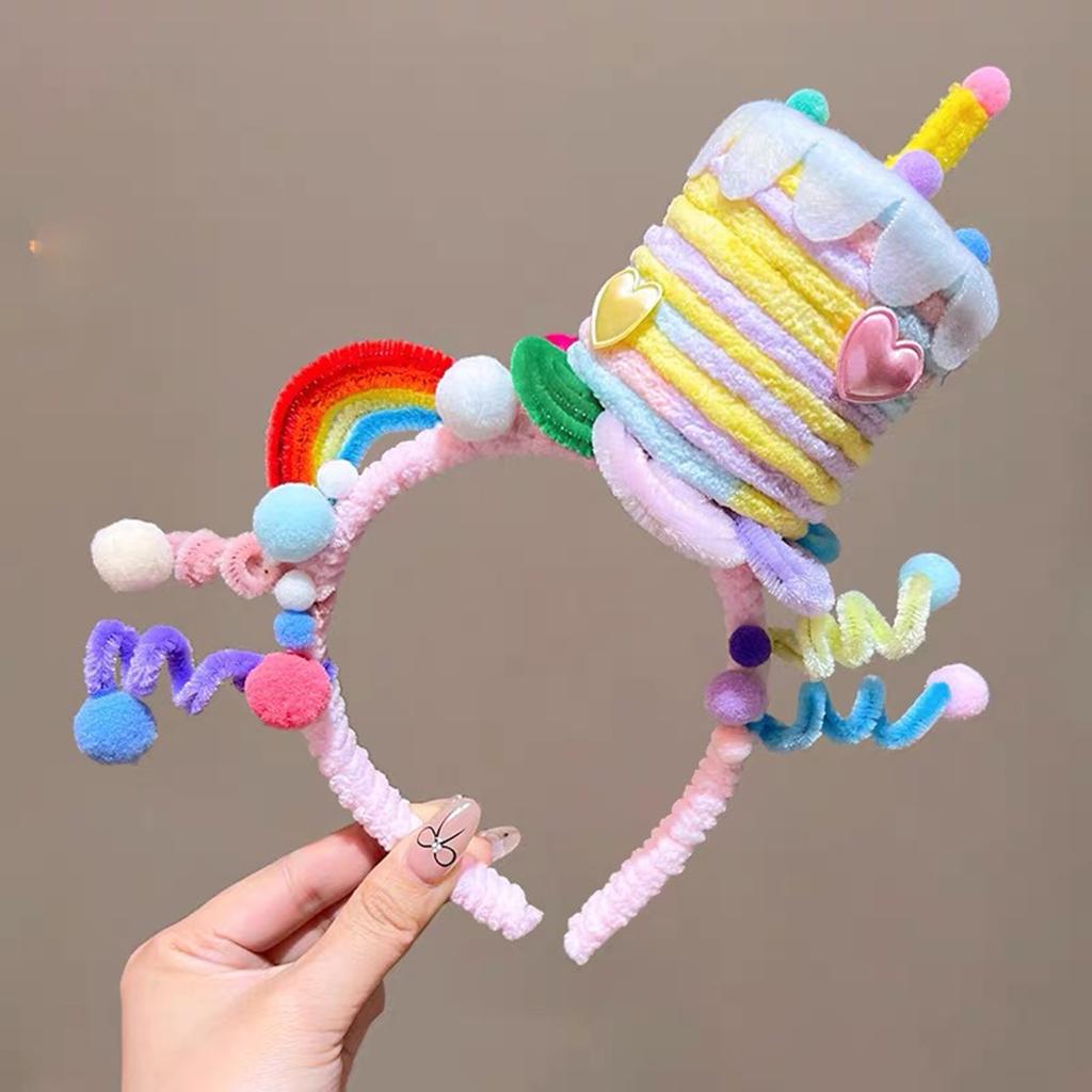 Party Star Purple Cake Hair Decoration Headpieces Adjustable Twisted Bar Birthday Headband for Women and Girls