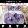 3pcs Bedding Set Purple Flowers 3D Printed Cozy Soft Duvet Cover King Queen Twin Size Birthday Gift for Adult Home Bedroom Decor
