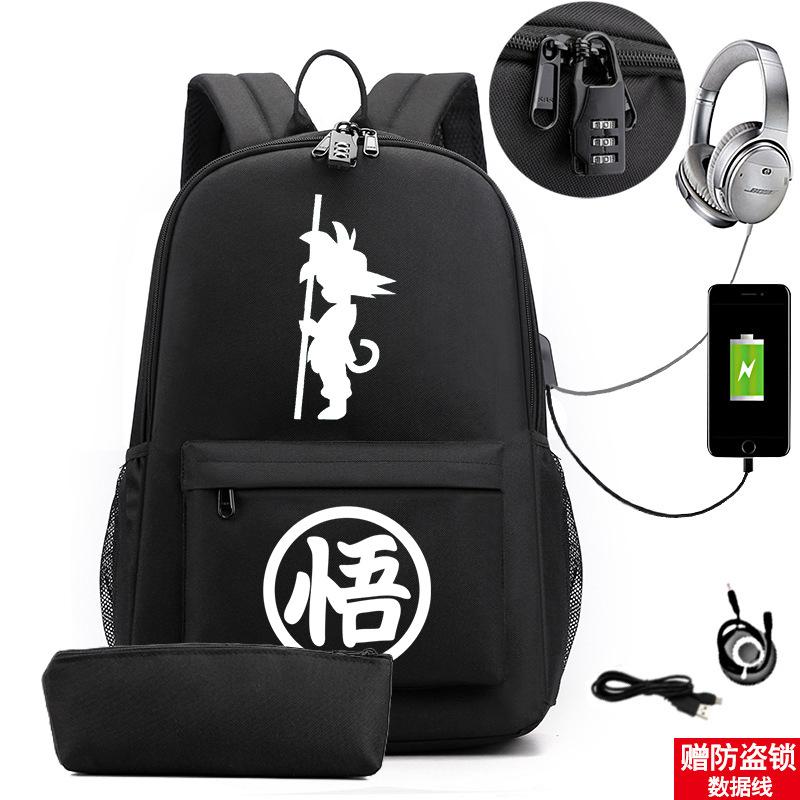 Animation Peripheral Cool Trend Schoolbag Multi-Function Usb Large Capacity Backpack Student Pencil Case Set