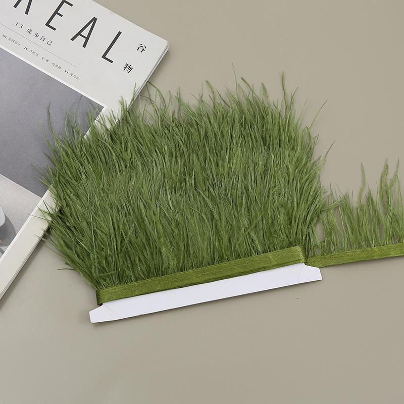 Color 8-10 Cm Ostrich Hair Cloth Edge Clothing Cuffs Hem Ostrich Feather Strips Cloth With Accessories Lace