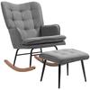 Rocker Chair With Ottoman Comfortable Up To 130 Kg Linen Look 64x89x90cm Dark Gray
