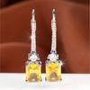 Luxurious Two Tone Rectangular Yellow Zircon Drop Earrings for Women Fashion Jewelry Gifts
