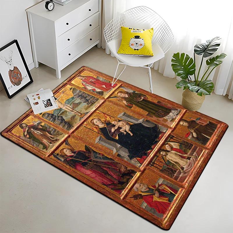 Jesus Virgin Maria Believer Pray Mat Believer Carpet for Living Room Rugs Bedroom Decorative Mat Anti-Slip Yoga Mats Area Rug