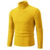 Men's High-Neck Pullover Sweater Autumn Casual Elastic Solid Color Vertical Stripe Knitted Comfortable Basic Sweaters
