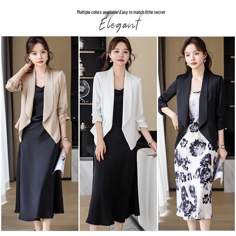 Teluoman Women's Seven-Quarter Sleeve Blazer Jacket