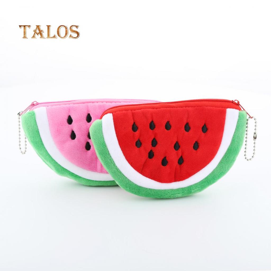 Watermelon Plush Key Coin Wallet Purse Cosmetic Makeup Pouch Phone Pencil Pen Bag Versatile Bags