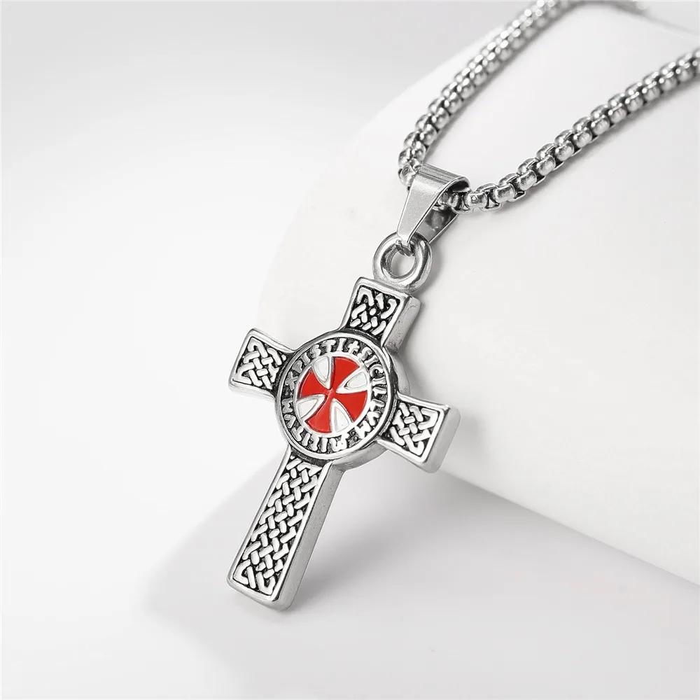 Saint St. Benedict Jesus Cross Pendant Necklace Men and Women Religious Christian Catholic Amulet Stainless Steel Jewelry