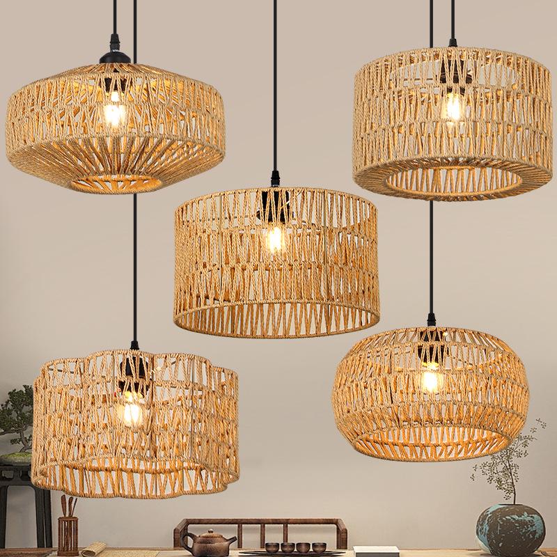 Wicker LED Pendant Light - New Chinese Style, Zen Tea Room or Dining Light, Japanese Bamboo Art Lantern, Antique Style