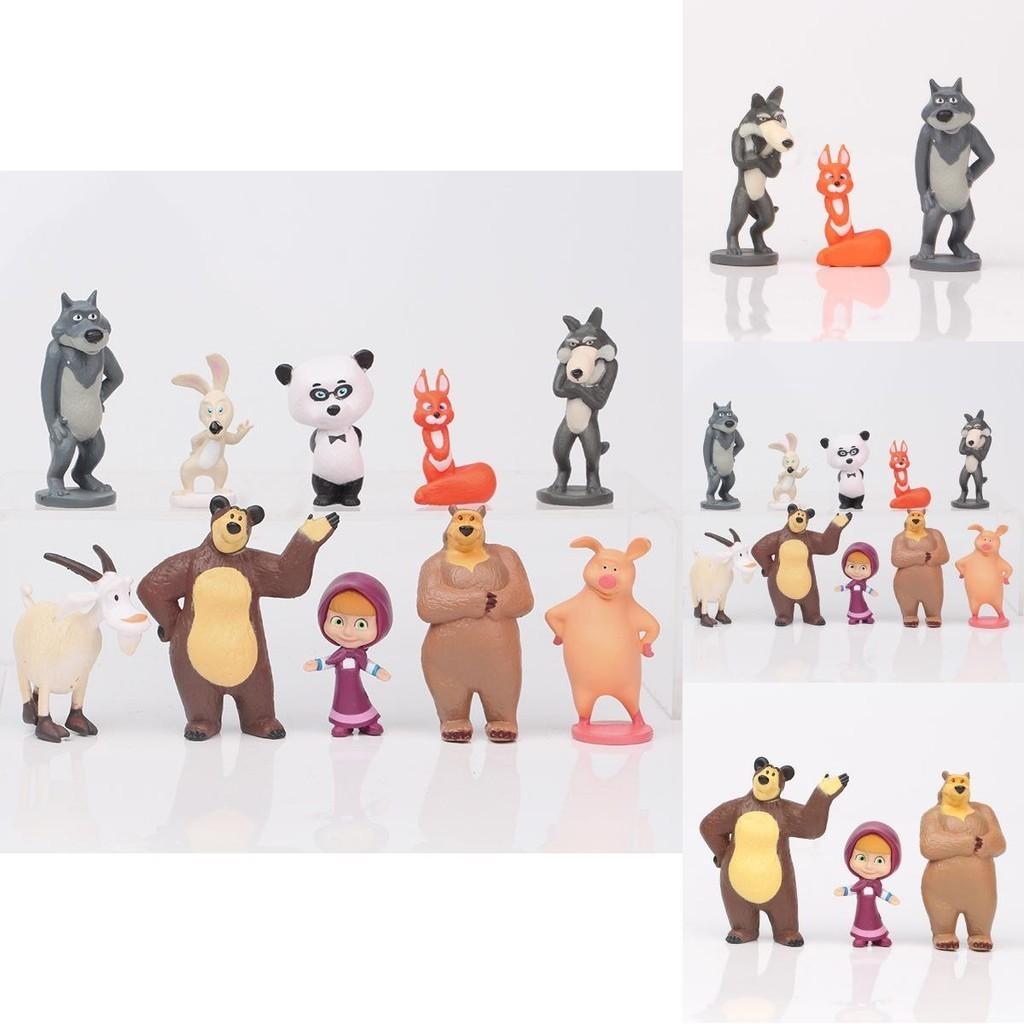 Adorabile Set di Action Figure di Masha e Orso Perfetto per Decorare Torte e Divertimento