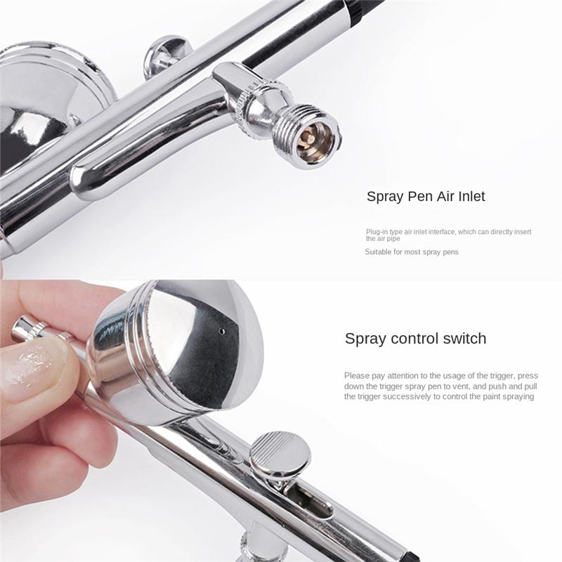 A84X-Airbrush Kit Double Action 0.2Mm Air 0.5Mm Fluid Tips Needles Nozzles And Hose Adapter For Painting Nails Cake Tattoo