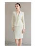 AD Women's Light-Colored Collarless Professional Suit Set - High-End Fashionable Formal Wear for Commuters