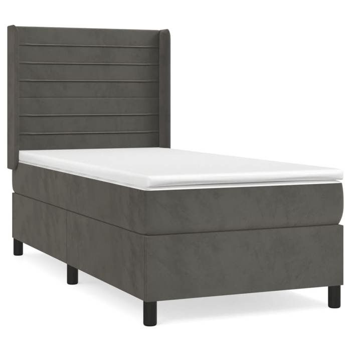 Maison Exclusive - Sommier à lattes de lit et matelas Gris foncé 90x200 cm Velours