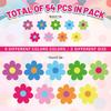 Whaline 54Pcs Flower Cut-Outs Back to School Colorful Floral Bulletin Board Decorations 5.9in and 3.1in Summer Paper Flowers Cutouts Cute Classroom