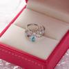 Japanese & Korean Sparkling Zircon Flower Ring: A Sweet, Versatile Open Ring Bracelet with Micro-Inlaid Love Flower.