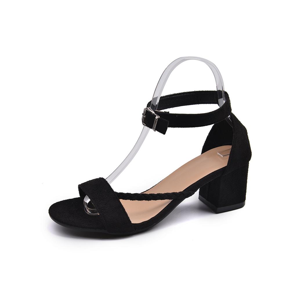 One-word high-heeled sandals women's thick-heeled summer new women's shoes fashion casual high-heeled sandals