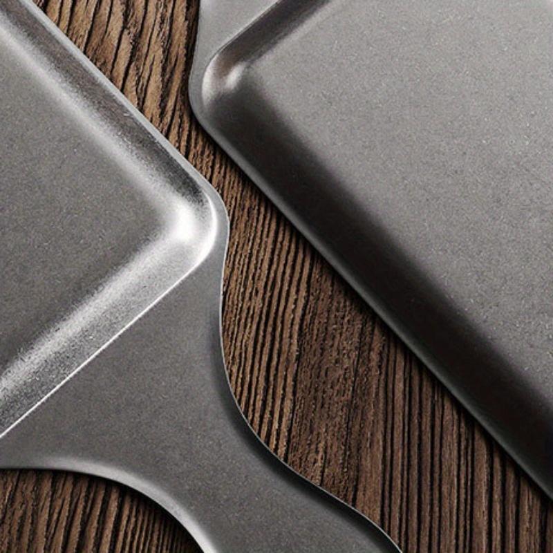 Stainless Steel Rectangular Plate with Handle Made Old Meat Plate Western Food Steak Sushi Plate Flat Bottom Tray