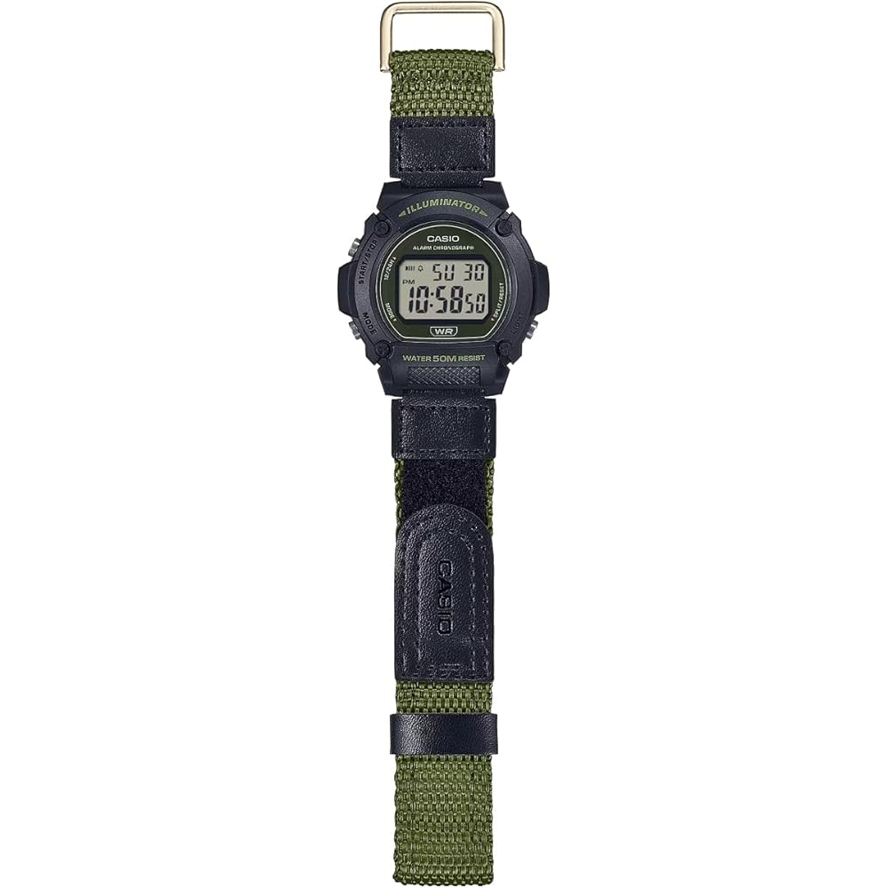 Casio Standard Digital Watch W-219HB-3AV Men's Green Velcro Fastening Band Imported Model