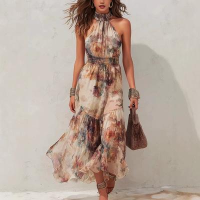 New Elegant Neck and Waist Retro Sexy Fashion Dress