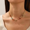 Gold Multicolor Stone Necklace Dainty Choker For Women