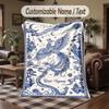Ethereal Owl Dreamscape Theme Throw Blanket Custom Name Text Personalized Blanket Soft Cozy Blanket for Home Sofa Bed