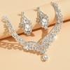 3PC Wedding Season Women's Fashion Full Zircon Water Drop Necklace Earrings Zircon Set Wedding Banquet Party Holiday Gift