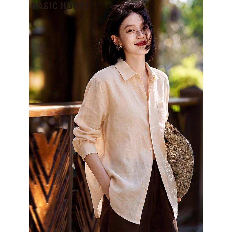 Basic House Women s Tencel Blend Thin Long Sleeve Shirt L