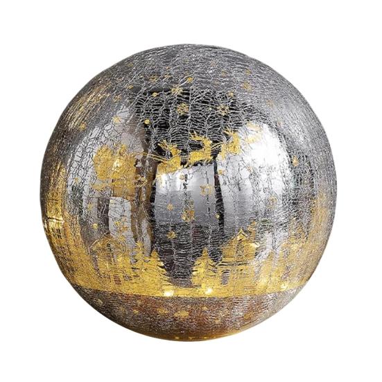 Glowing Cracked Nativity Ball Illuminated Crackle Sphere with Nativity Scene Hidden Lighted Christmas Glass Ball for Tree Home Party Decor