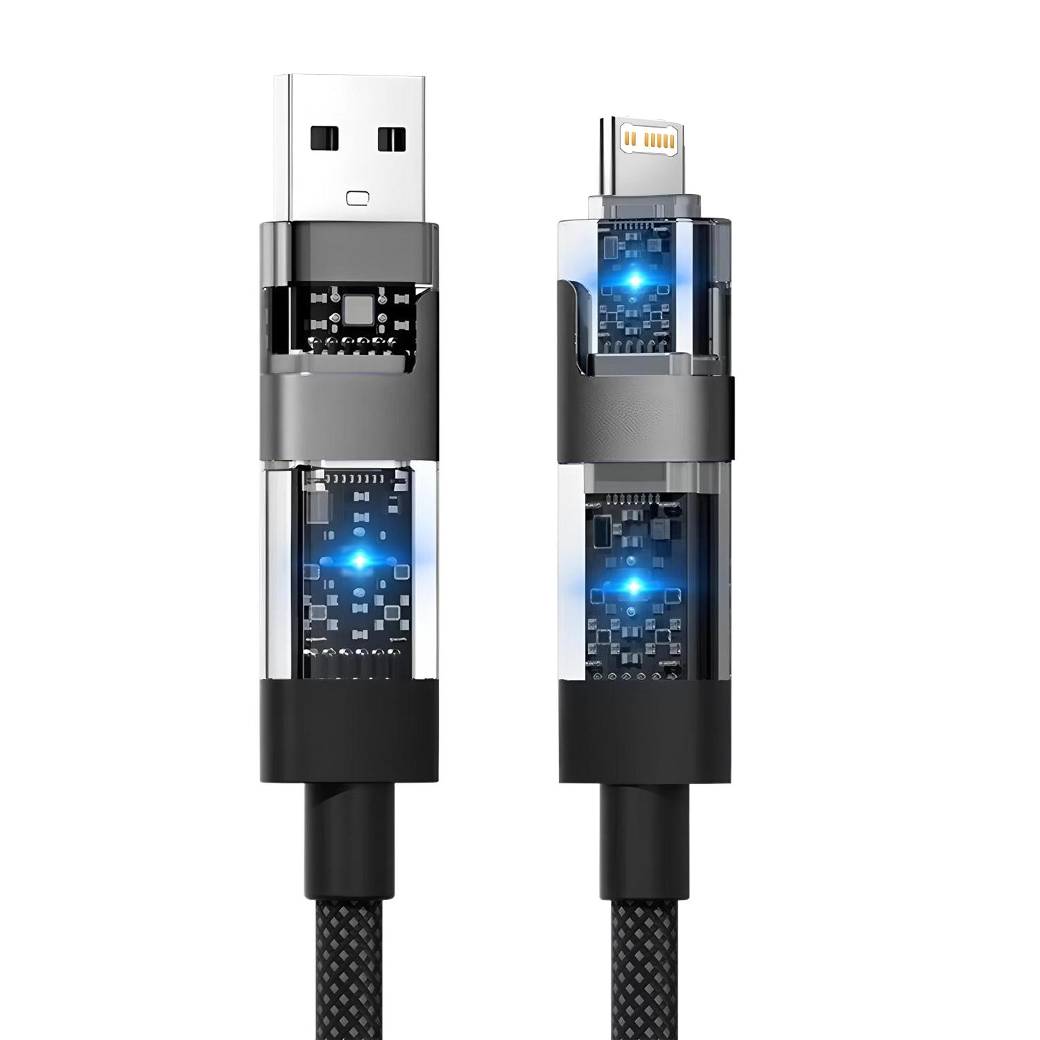 

USB C 4-in-1 Type C Cable 240W Super Fast Charging Multiple Functions For iPhone Samsung Xiaomi Huawei iPad Tablet Mobile Phone чорний