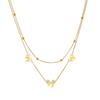Gold Bow Charm Jewelry Set: Necklace and Bracelet with White Enamel Accents