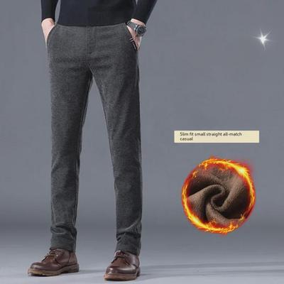 Men's Winter Chenille Velvet Straight-Leg Business Casual Pants