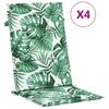 High Back Seat Cushions 4 Pcs Leaf Pattern Fabric