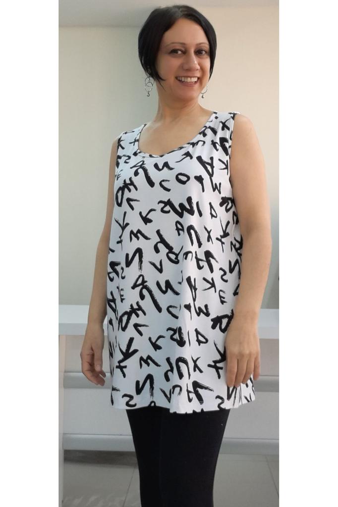 Women's Style Big Size T-Shirt Thick Strap Combed Cotton T-Shirt With Alphabetical Pattern