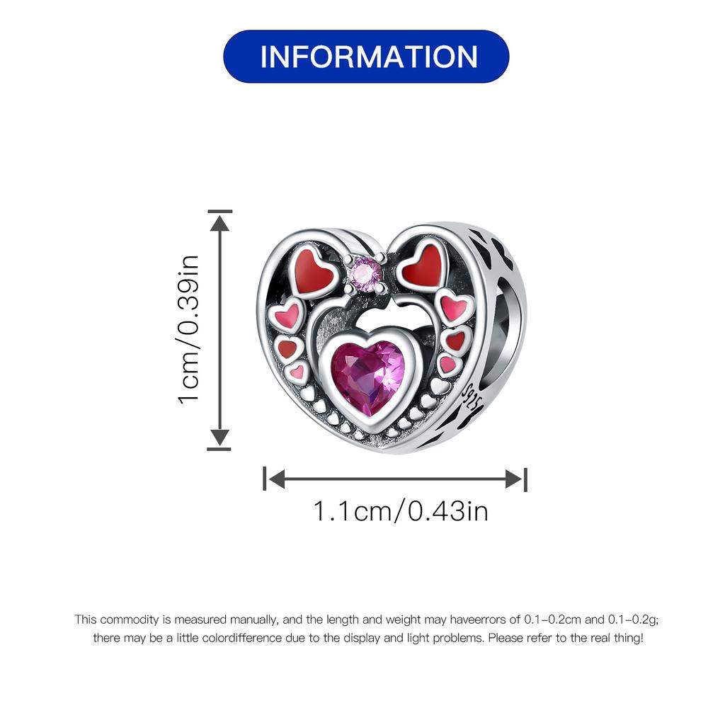 Beads Copper Charms Original Gluing Heart Peach Beads Fit Bracelet Jewelry Diy Women Fine Gift Accessory