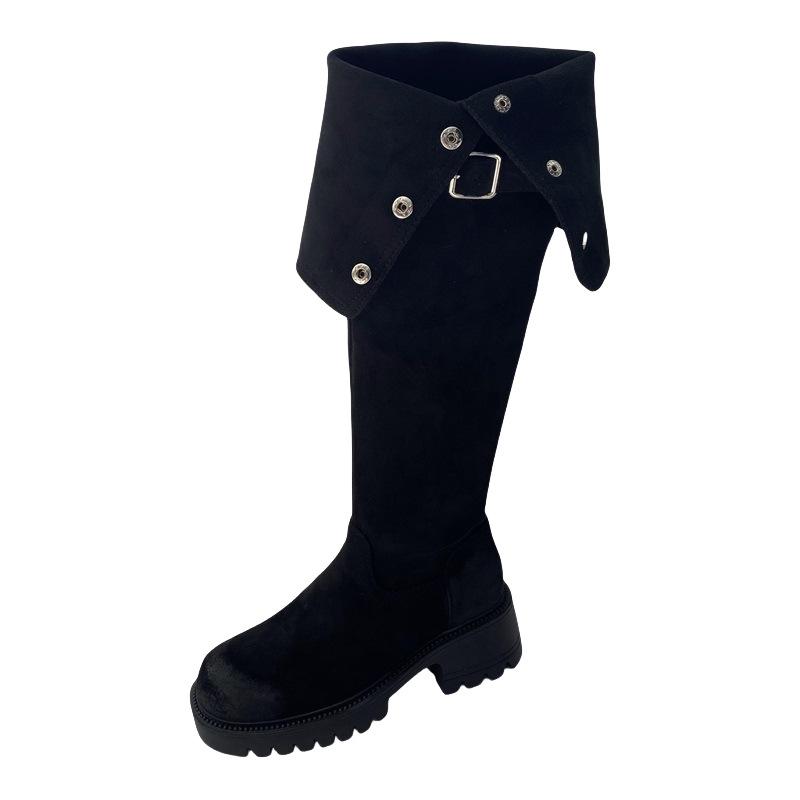 High-heeled khaki long tube over the knee boots women's shoes 2025 new autumn and winter suede thin tall knight boots