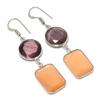 Peach Monalisa Gemstone Handmade 925 Sterling Silver Jewelry Earring 2.36" GK-6402