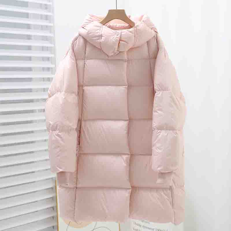 

Женский пуховик средней длины, утепленный белым утиным пухом, устойчивый к холоду, зимний 2025, легкий пуховик-булочка из белого утиного пуха S розовый