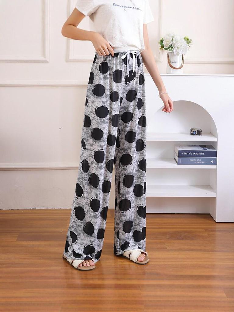 Sommer Damen Eis Seide High-Waist Weite Hosen - Lässig, Locker und Kühl für Zuhause oder Draußen