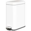 5L Rectangular Compact Bin Steel Body Removable Bucket Quiet-Close Lid W/ Pedal Lid Rubbish Trash Can Home Office Bedroom Bathroom Living Room