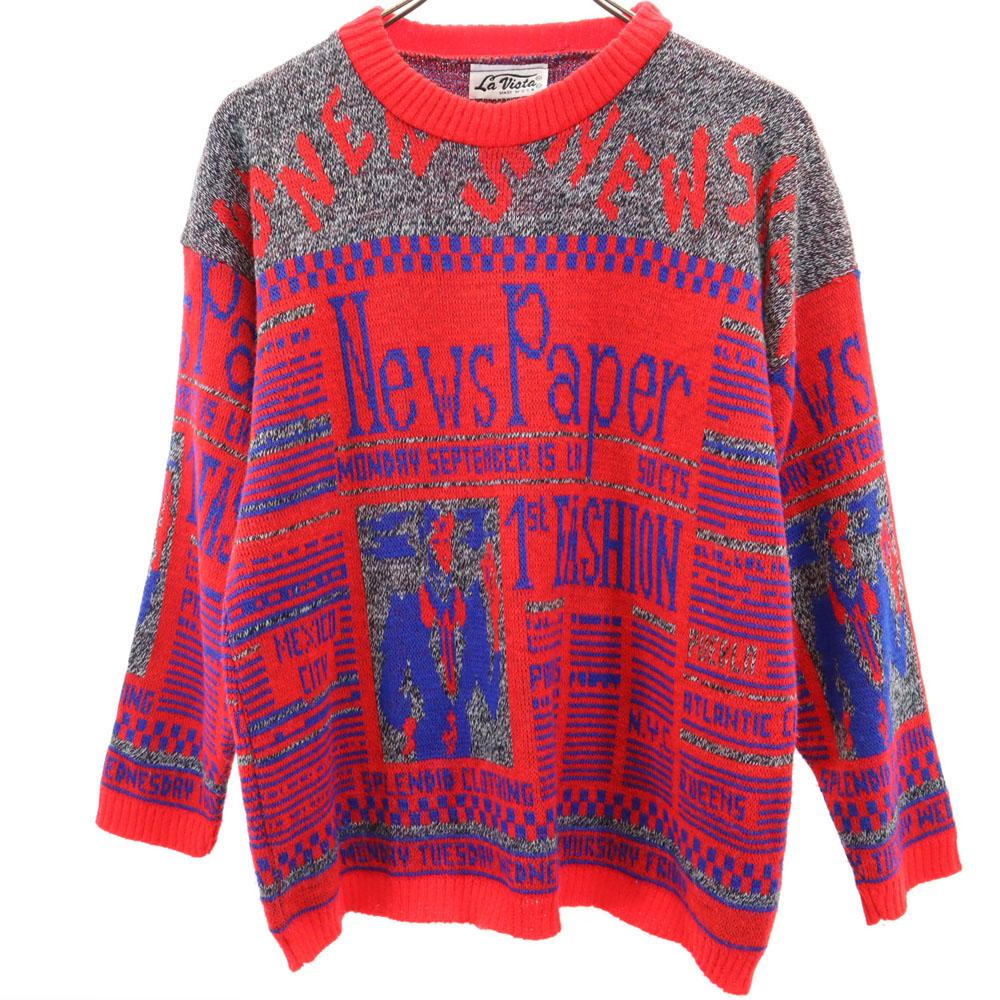 

La Vista 80s 90s Acrylic Old Made in USA Overall handle Long sleeve sweater Men s Used