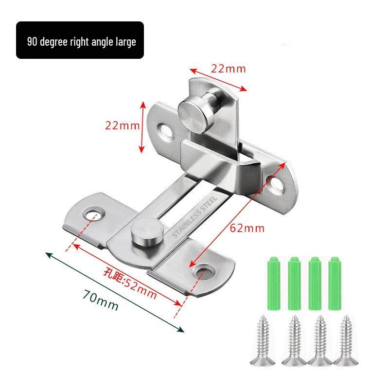 Stainless Steel 90° Right Angle Door Latch: Anti-Theft Sliding Bolt Lock